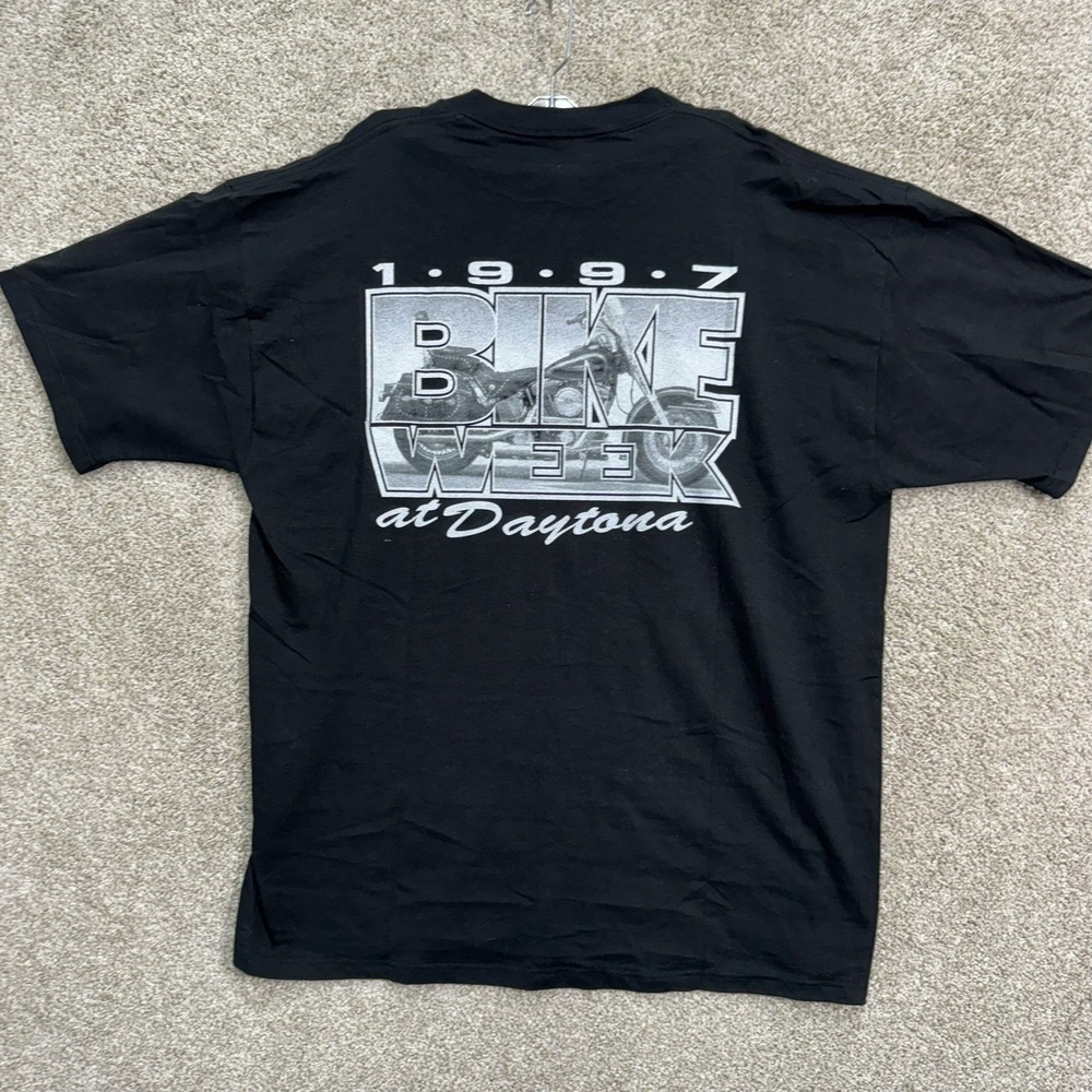 Jerzees Daytona Bike Week T-Shirt‎ Men XL Black 1997 Eagle Graphic Vintage